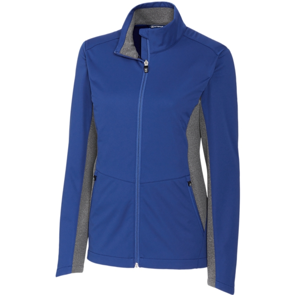 Cutter & Buck Navigate Softshell Women's Blue and Gray Full Zip Golf Jacket